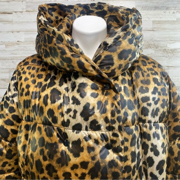 Zara Puffer Cheetah Animal Print Hooded Water Resistant Oversized Jacket Coat XS - Picture 5 of 17